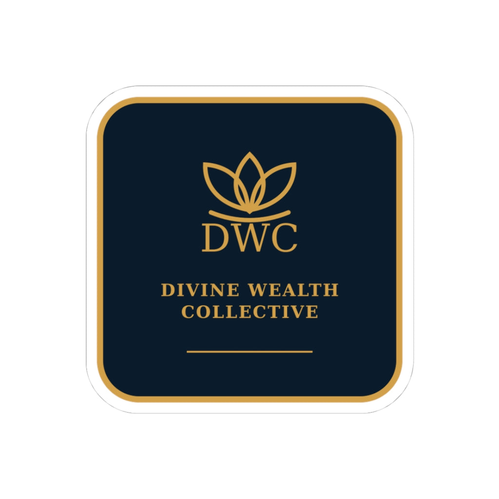 Divine Wealth Collective Logo Sticker — Luxe Navy & Gold Kiss-Cut Sticker