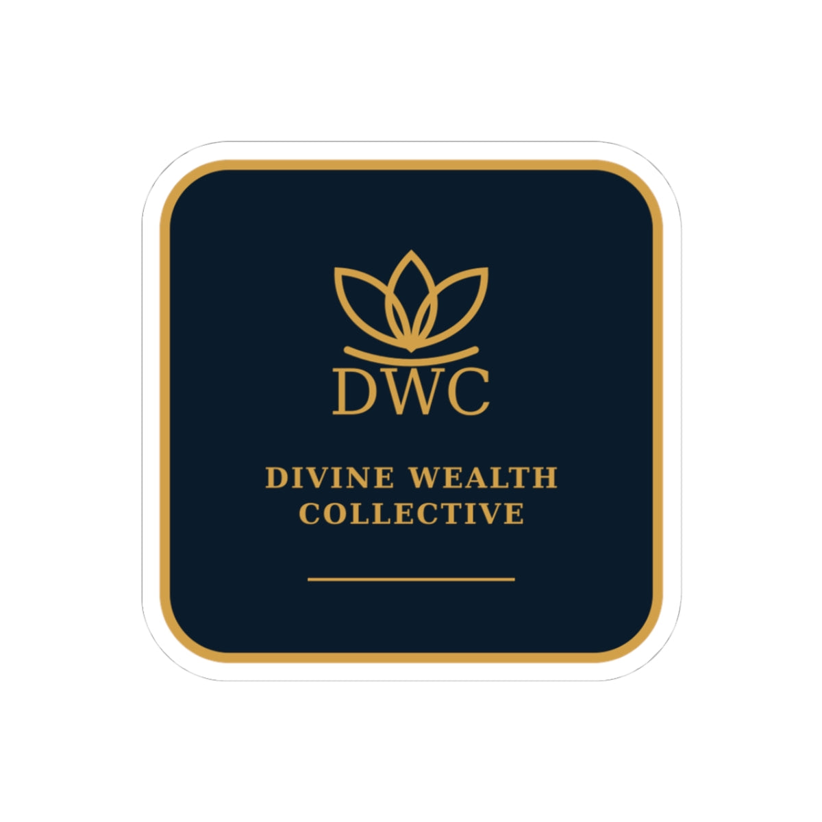 Divine Wealth Collective Logo Sticker — Luxe Navy & Gold Kiss-Cut Sticker