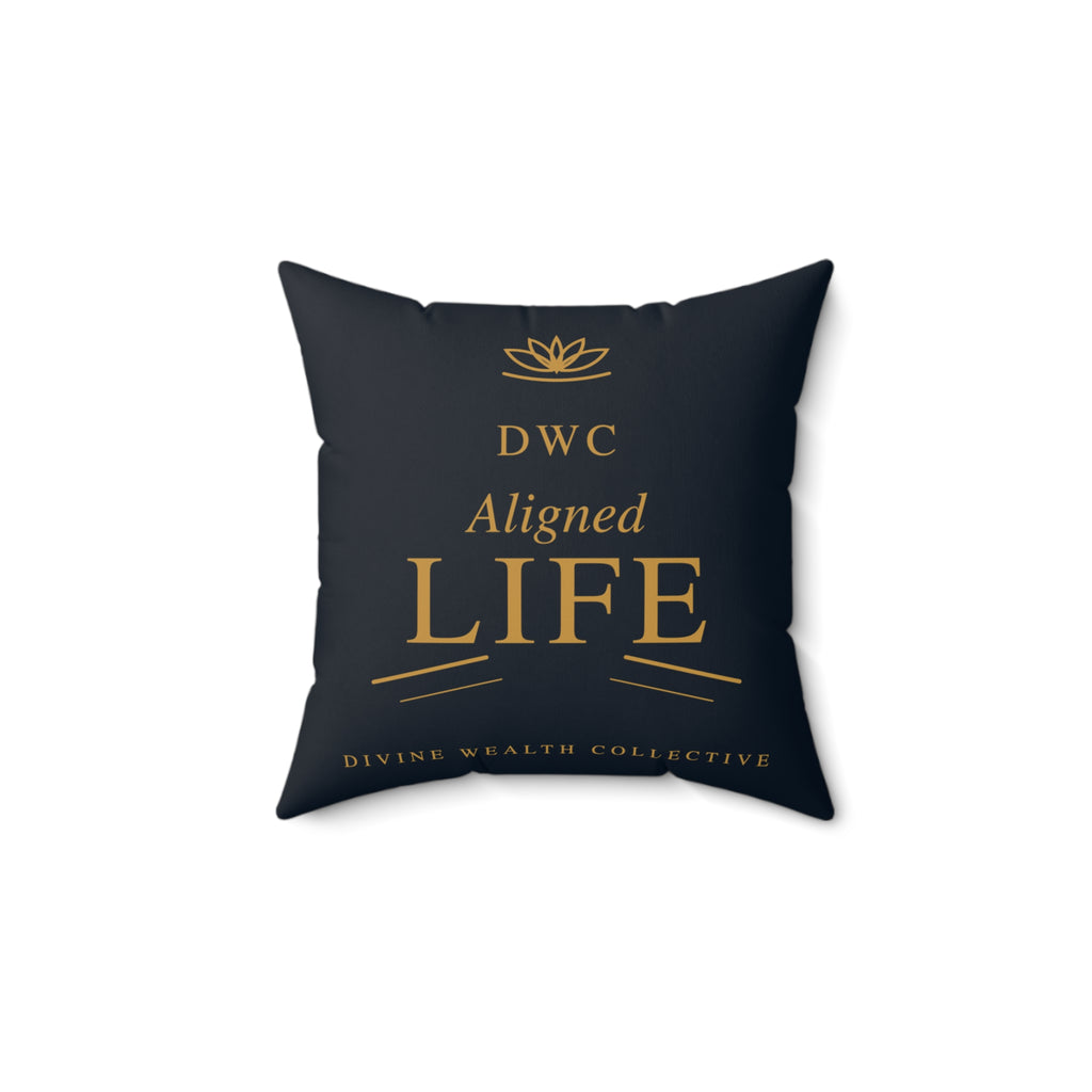 Divine Wealth Collective 'Aligned Life' Decorative Pillow — Luxury Black & Gold Accent Cushion