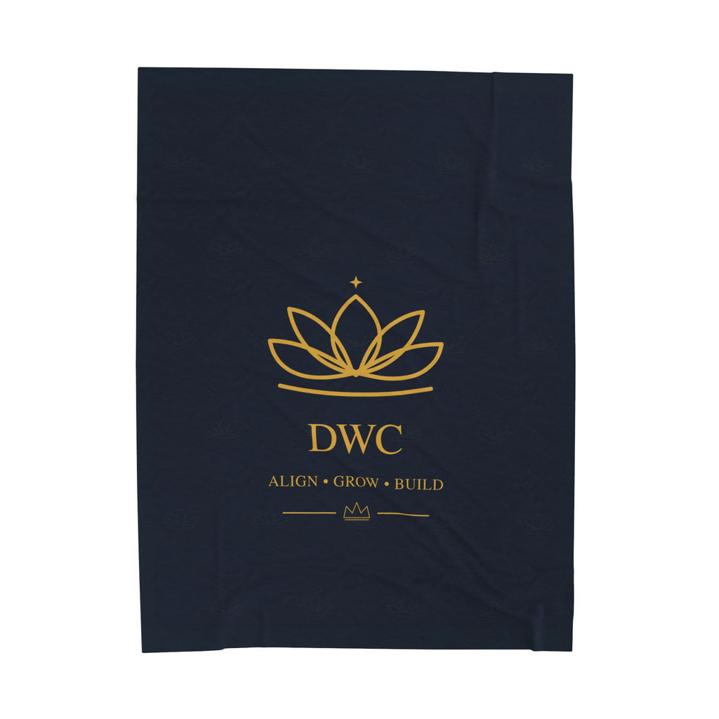 Velveteen Plush Blanket — DWC Lotus Logo Luxury Throw (Align • Grow • Build)