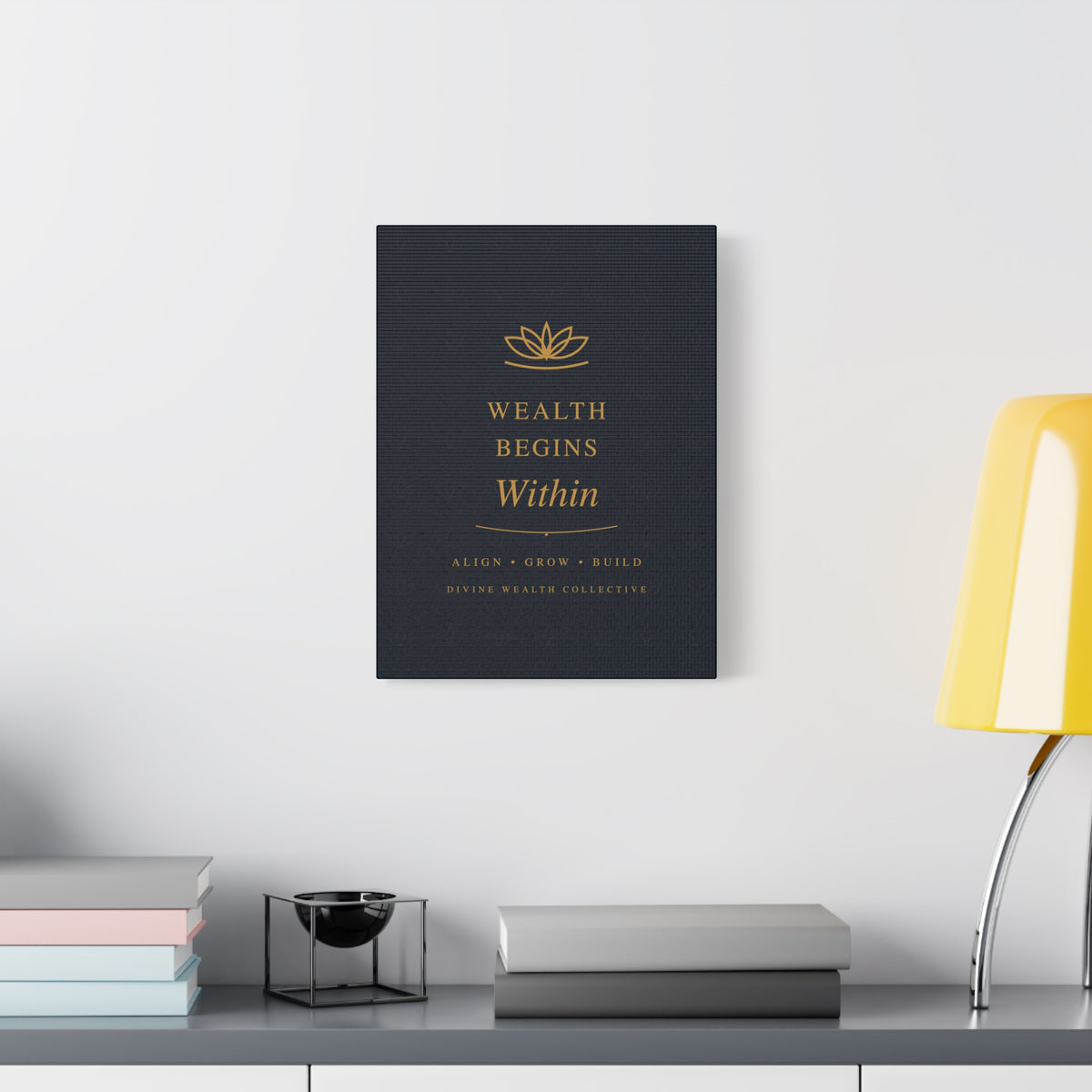 Wealth Begins Within Canvas Wall Art — Charcoal & Gold