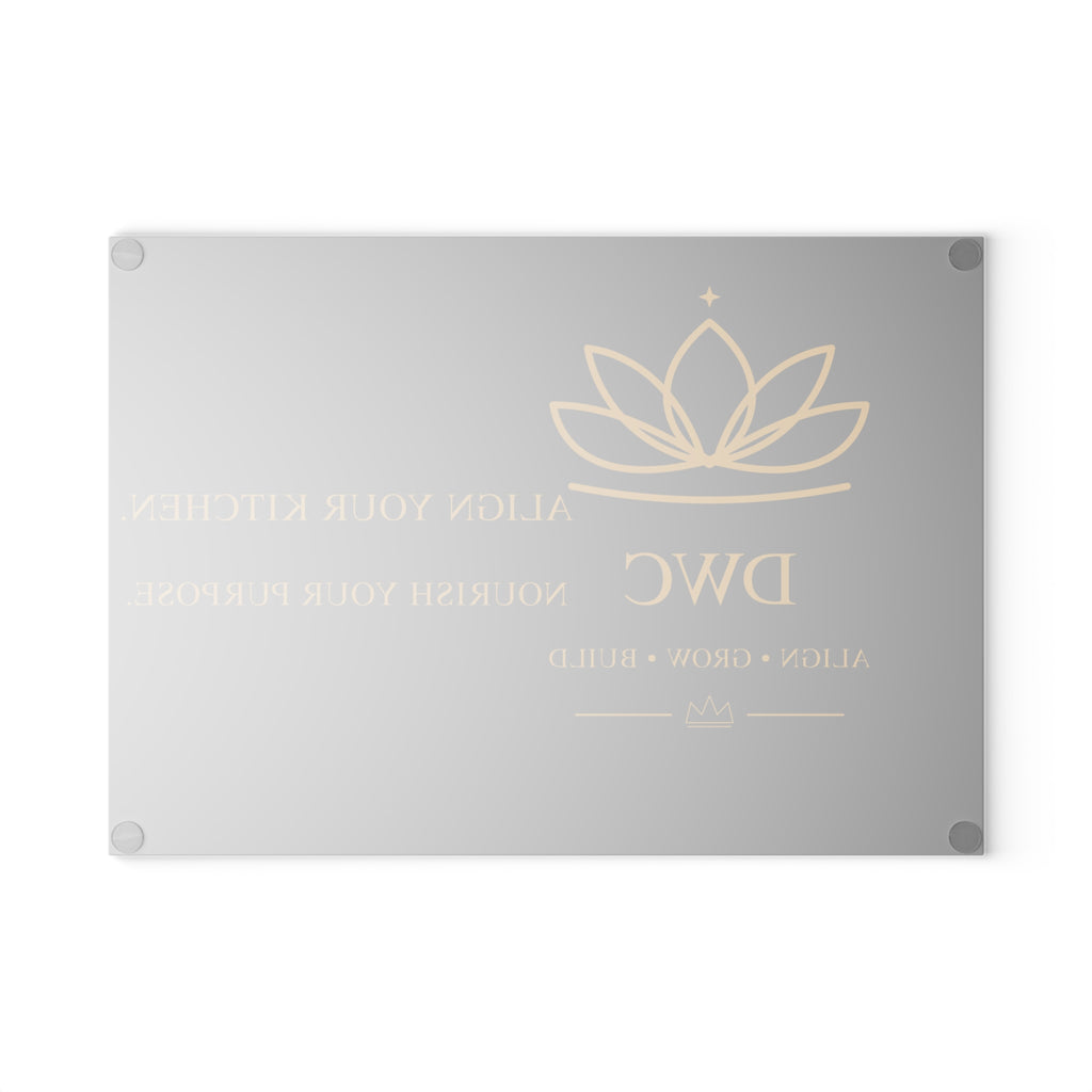 DWC Glass Cutting Board — Align Your Kitchen, Nourish Your Purpose (Small)