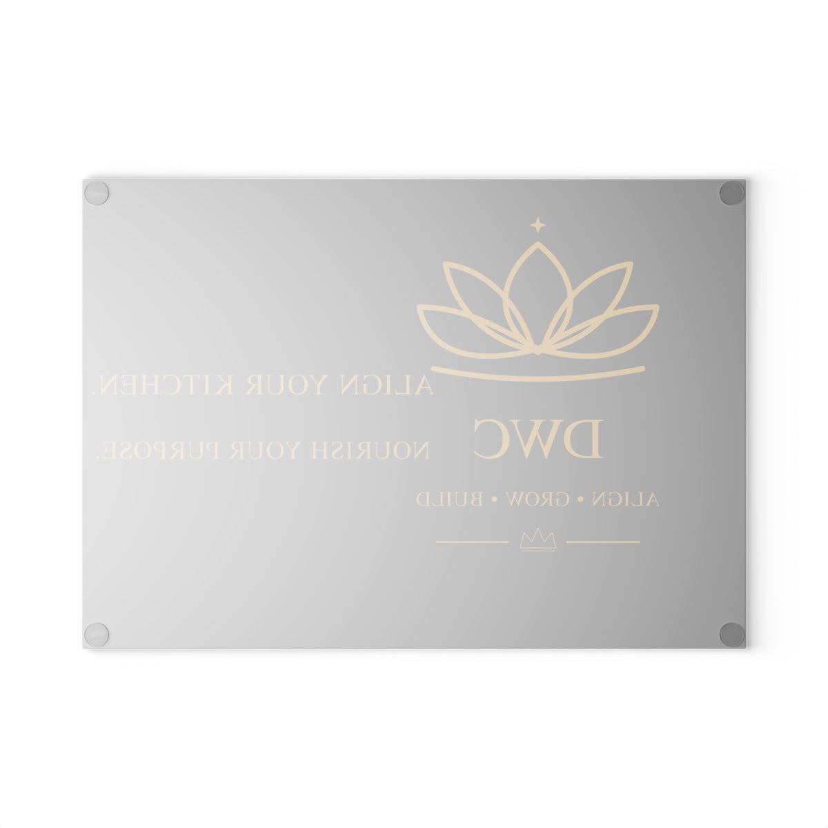 DWC Glass Cutting Board — Align Your Kitchen, Nourish Your Purpose (Small)