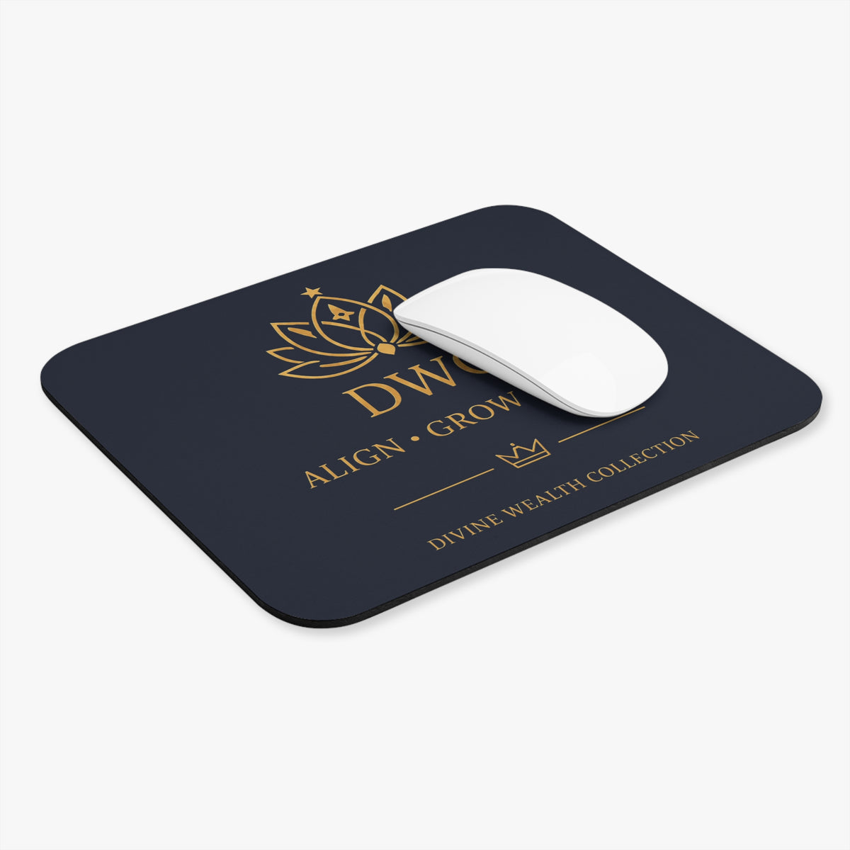 DWC 'Align • Grow • Build' Luxe Mouse Pad — Navy & Gold Desk Mousepad