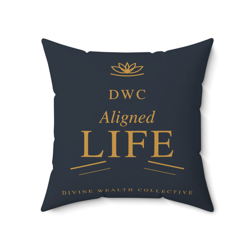 Divine Wealth Collective 'Aligned Life' Decorative Pillow — Luxury Black & Gold Accent Cushion