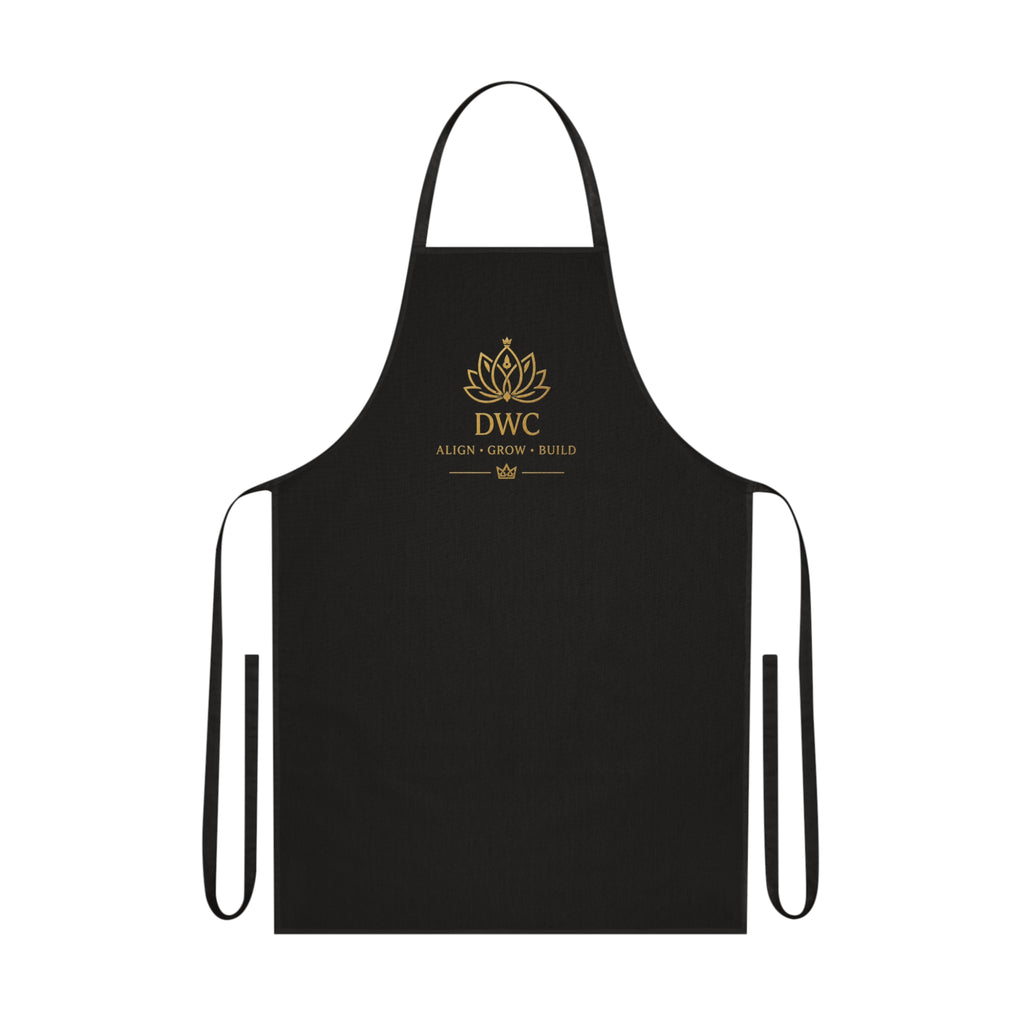 DWC Lotus Cotton Apron — Align • Grow • Build Chef Apron (Black)