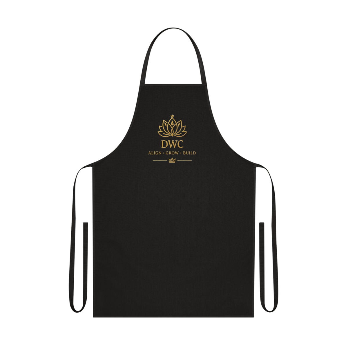 DWC Lotus Cotton Apron — Align • Grow • Build Chef Apron (Black)