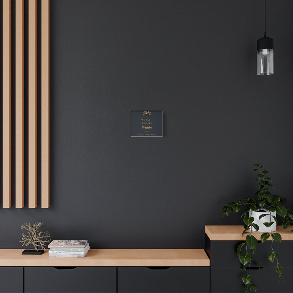 Wealth Begins Within Canvas Wall Art — Navy & Gold