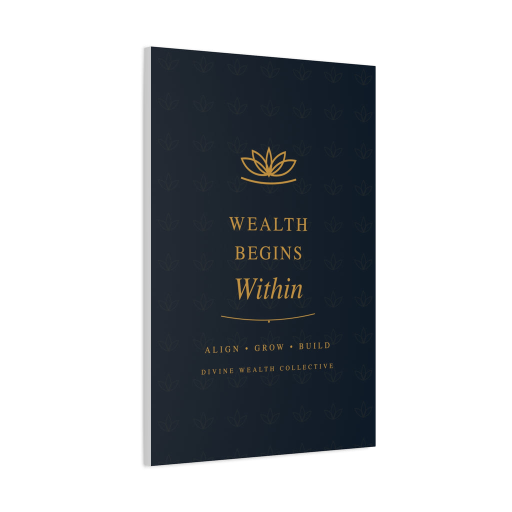 Wealth Begins Within Canvas Wall Art — Navy & Gold