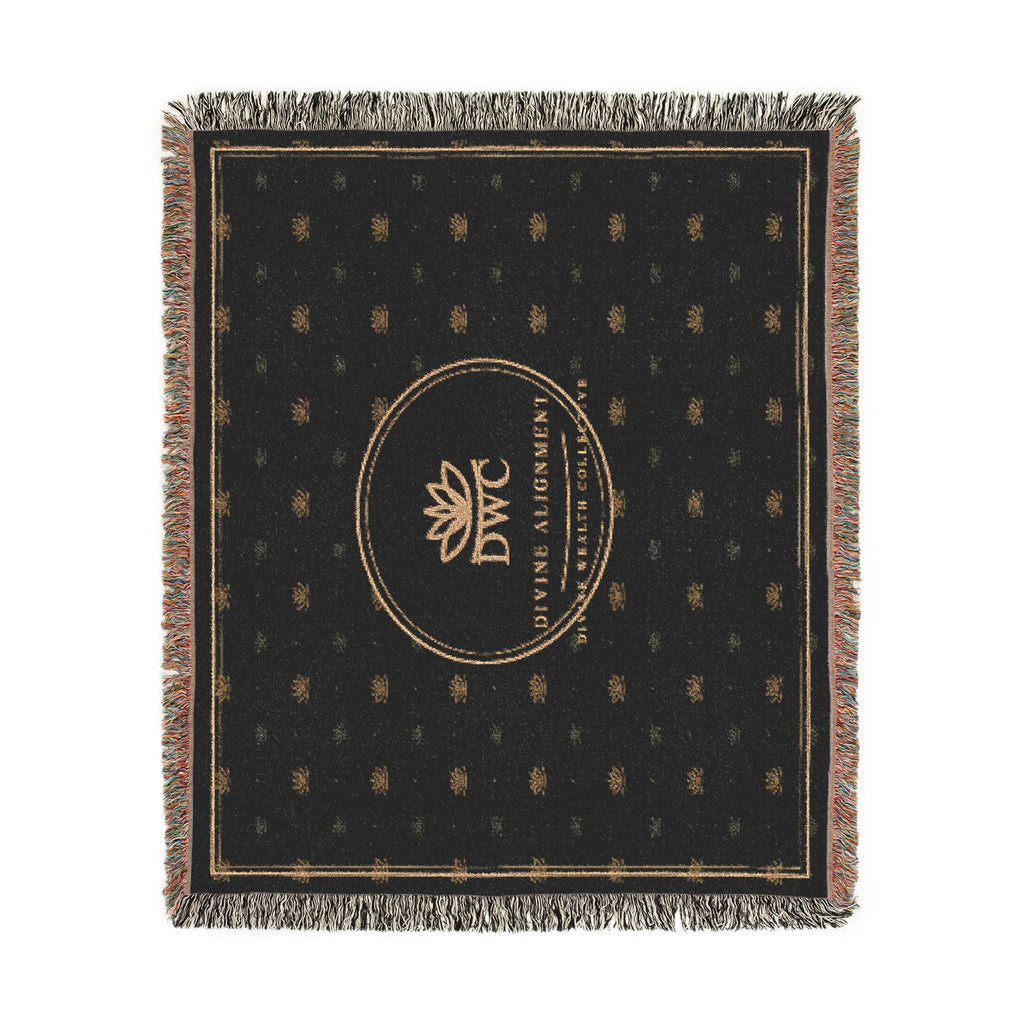 Woven Blanket — Elegant Black & Gold Logo Throw Blanket