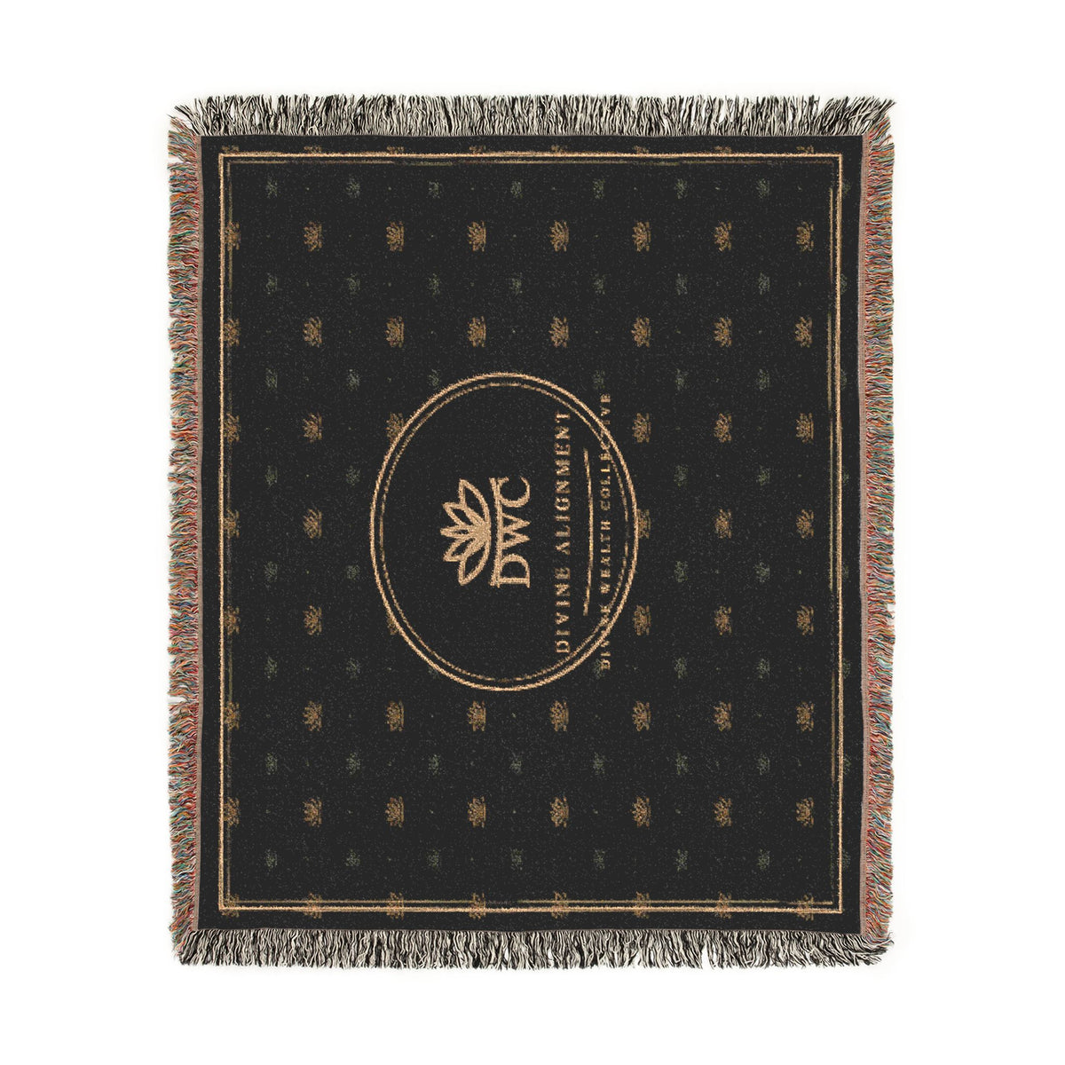 Woven Blanket — Elegant Black & Gold Logo Throw Blanket