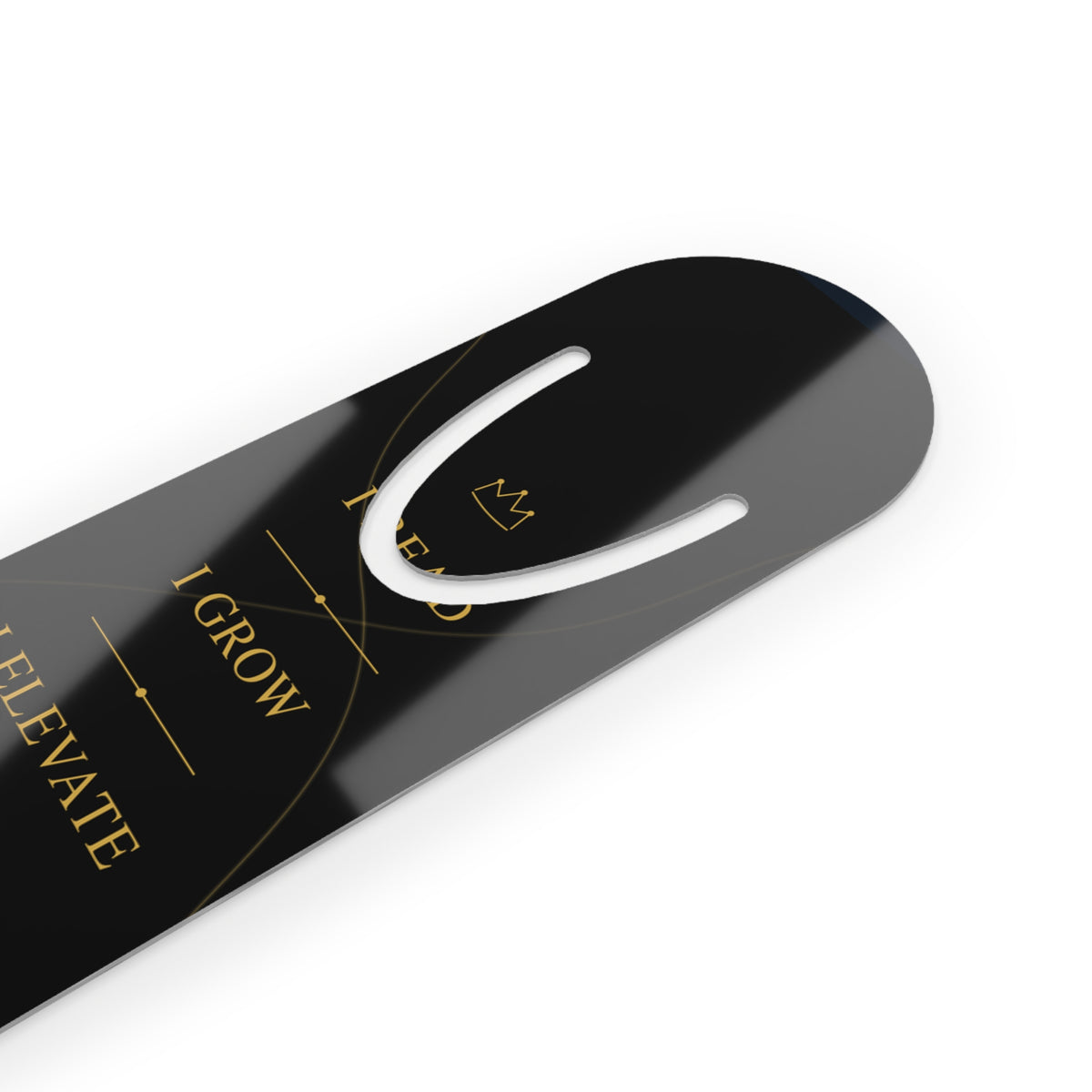 Inspirational Metal Bookmark — "I Grow I Elevate" DWC Gold-on-Black
