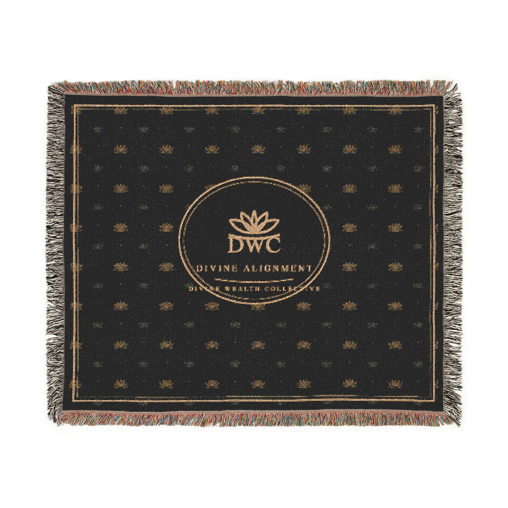 Woven Blanket — Elegant Black & Gold Logo Throw Blanket