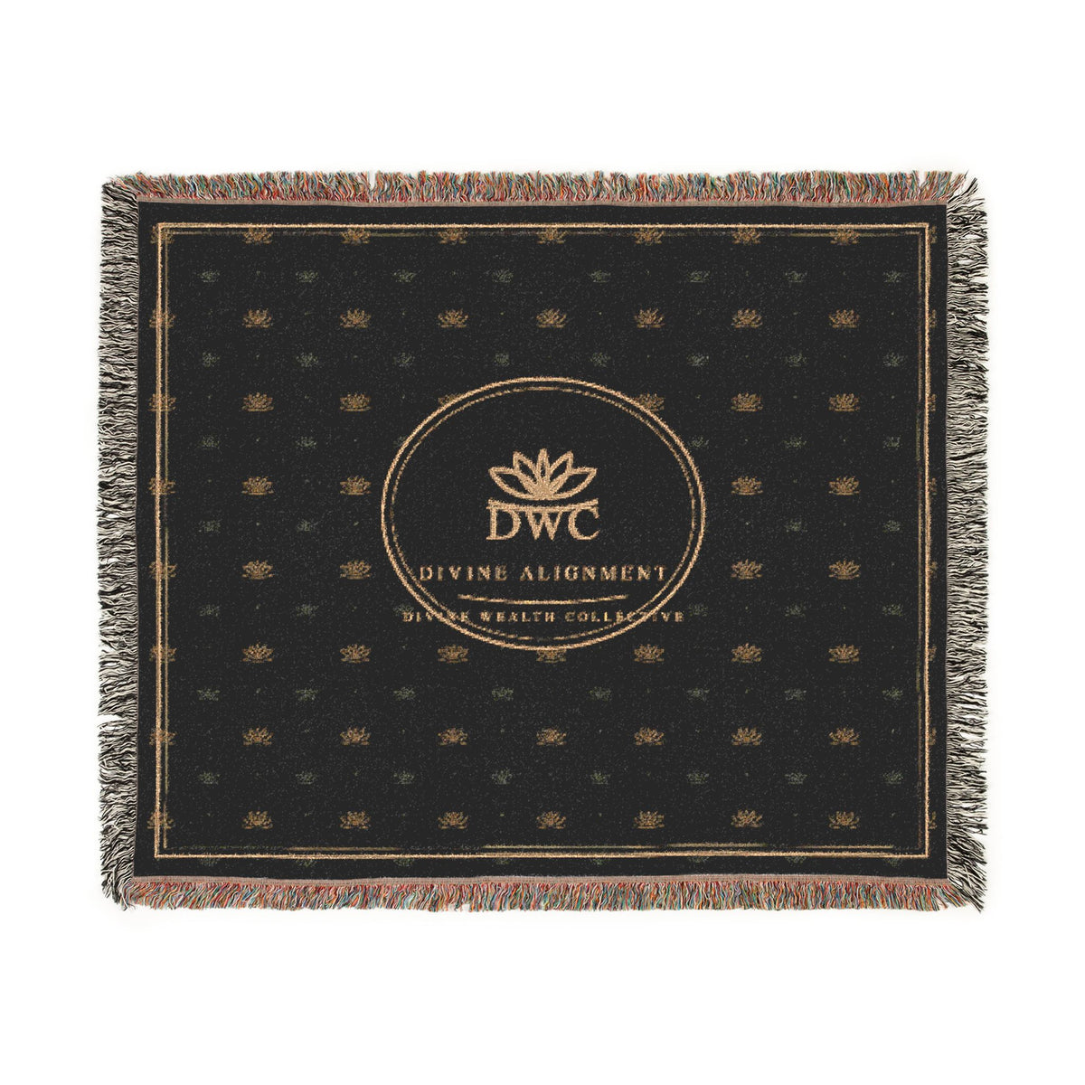 Woven Blanket — Elegant Black & Gold Logo Throw Blanket