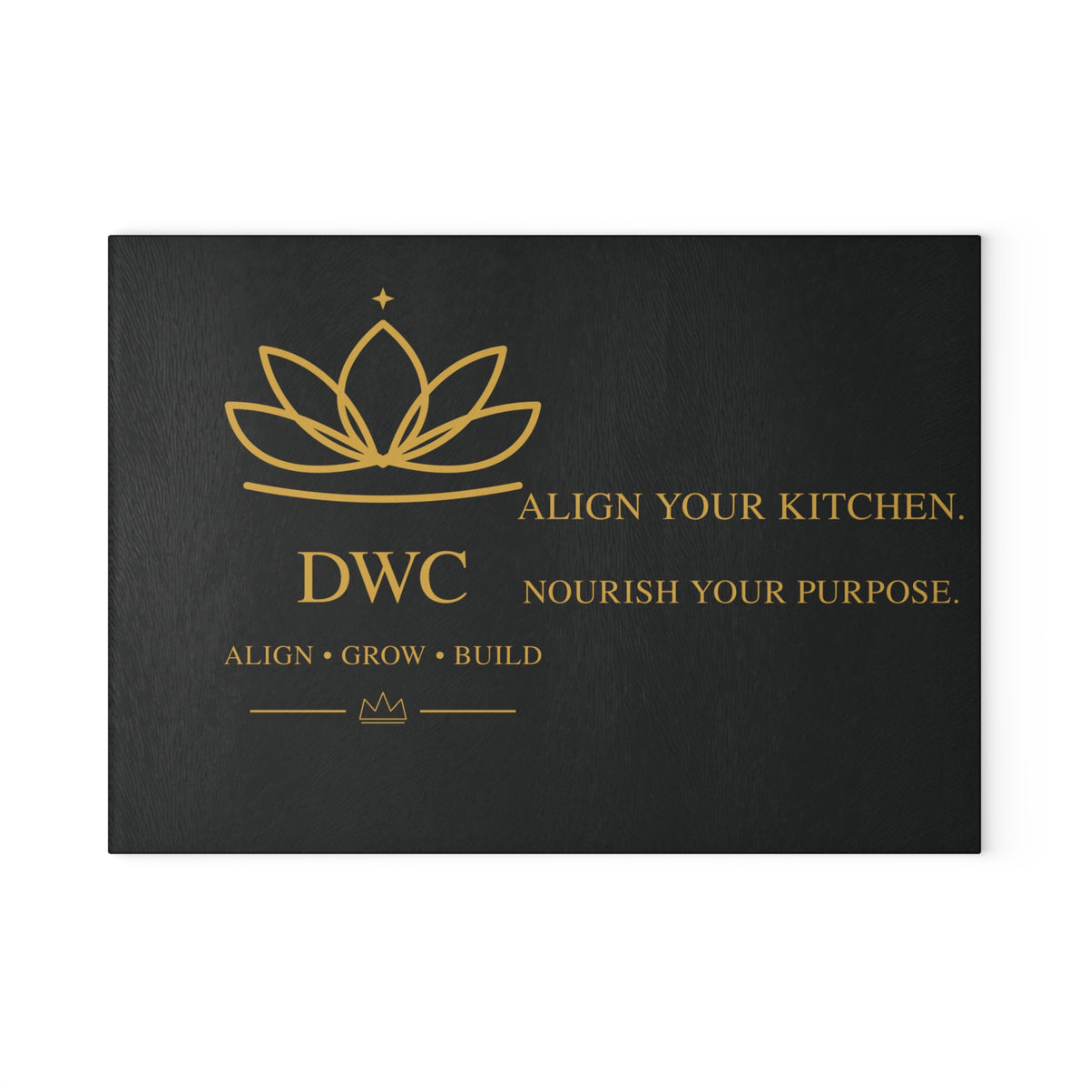 DWC Glass Cutting Board — Align Your Kitchen, Nourish Your Purpose (Small)