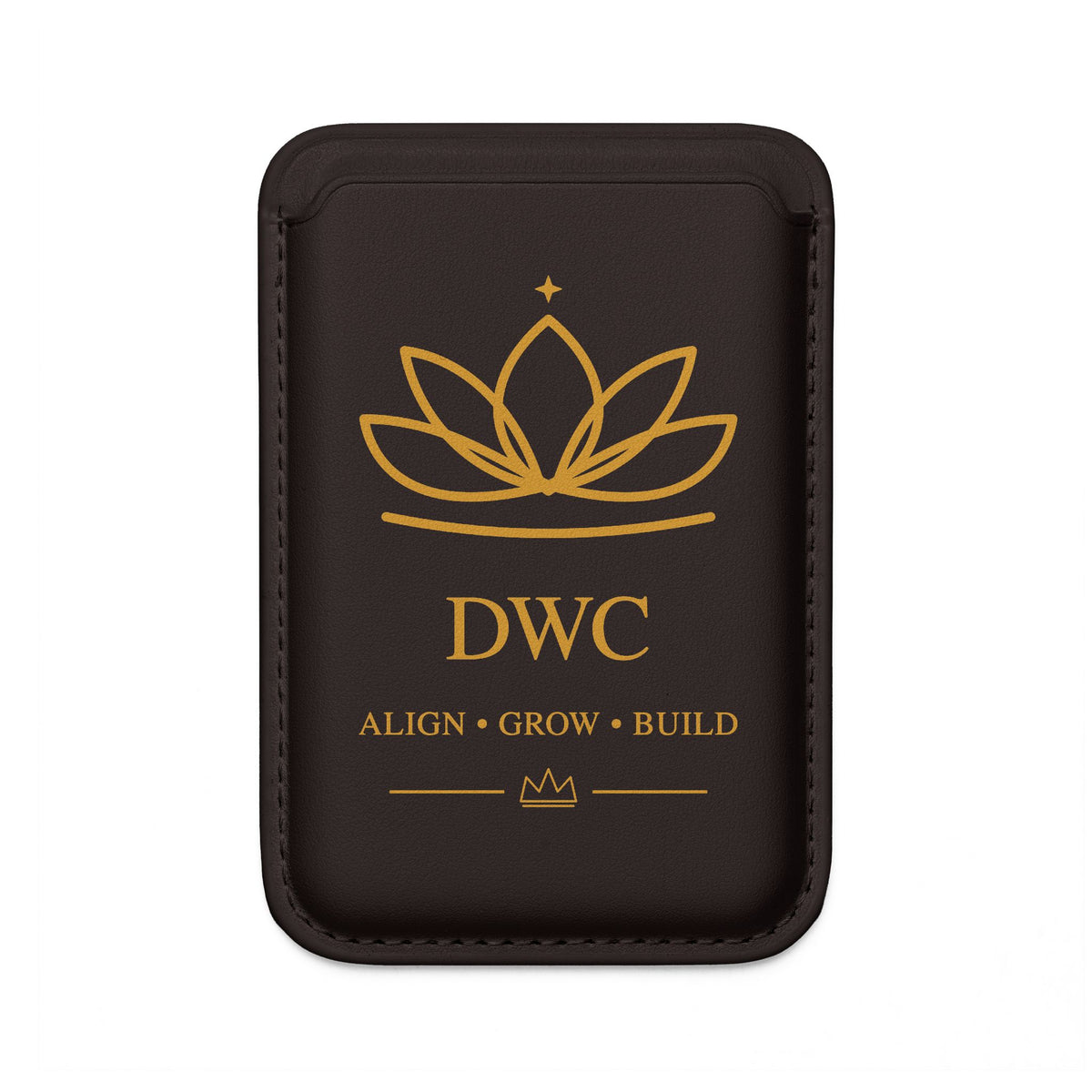 Vegan MagSafe Wallet — Lotus DWC “Align • Grow • Build” Card Holder