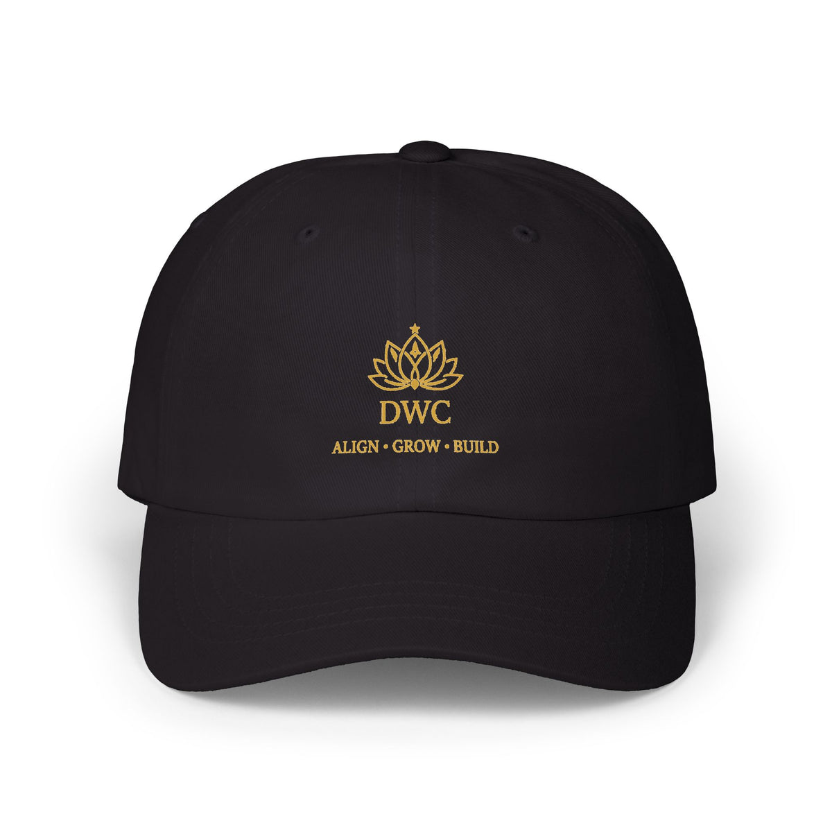DWC Classic Dad Cap — Embroidered Gold Lotus