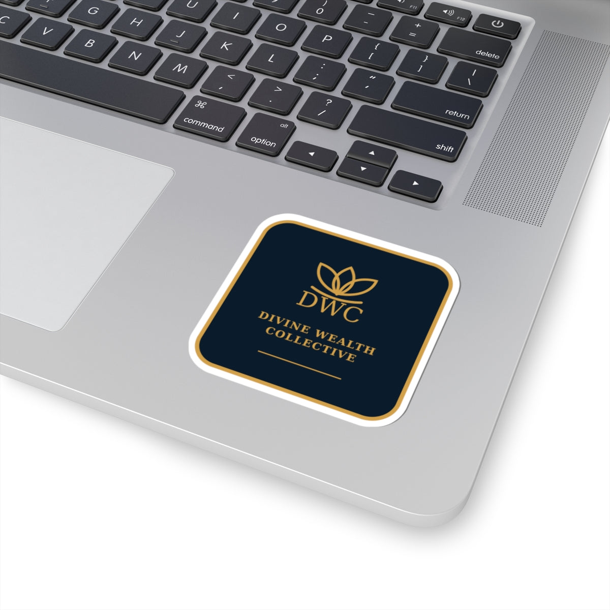 Divine Wealth Collective Logo Sticker — Luxe Navy & Gold Kiss-Cut Sticker