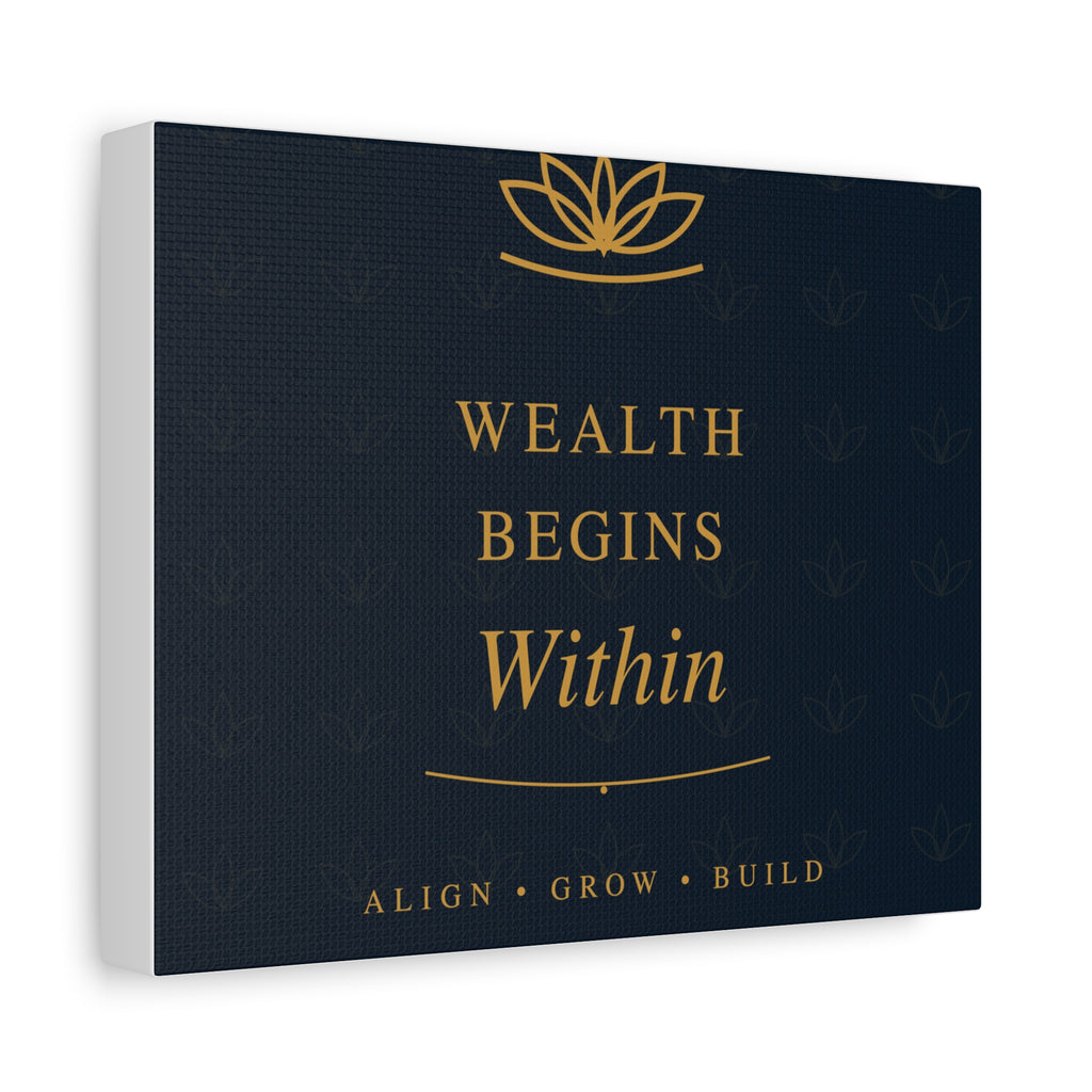 Wealth Begins Within Canvas Wall Art — Navy & Gold