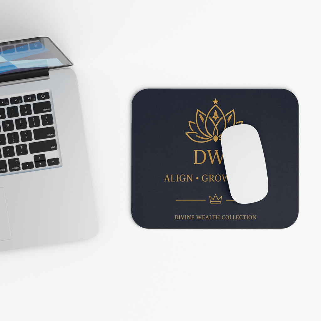 DWC 'Align • Grow • Build' Luxe Mouse Pad — Navy & Gold Desk Mousepad