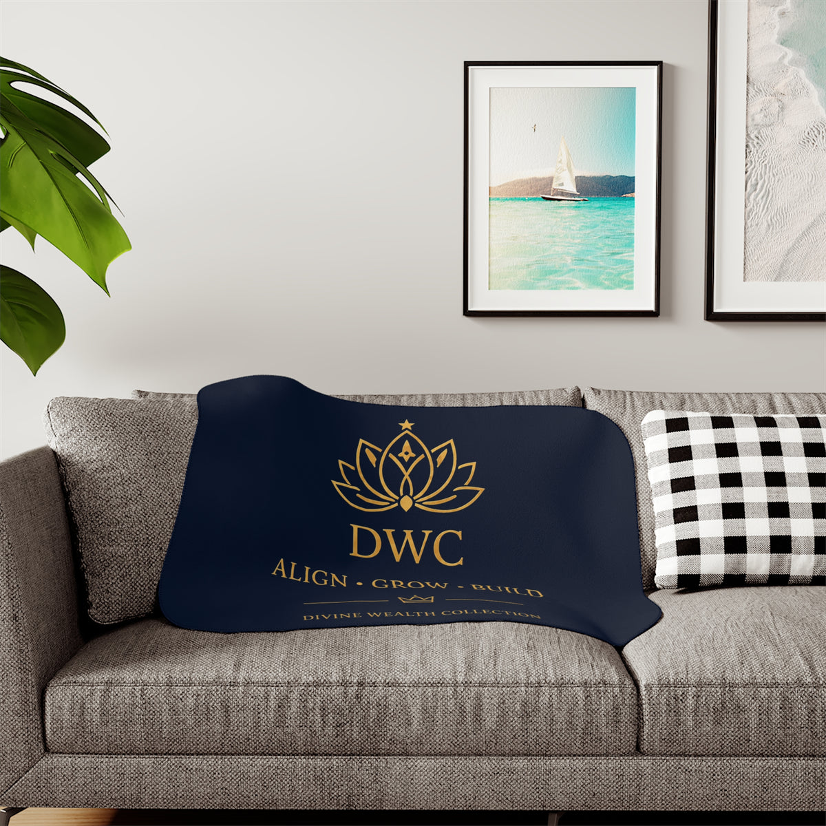 Divine Wealth Collective Sherpa Blanket — DWC Align • Grow • Build Luxury Throw