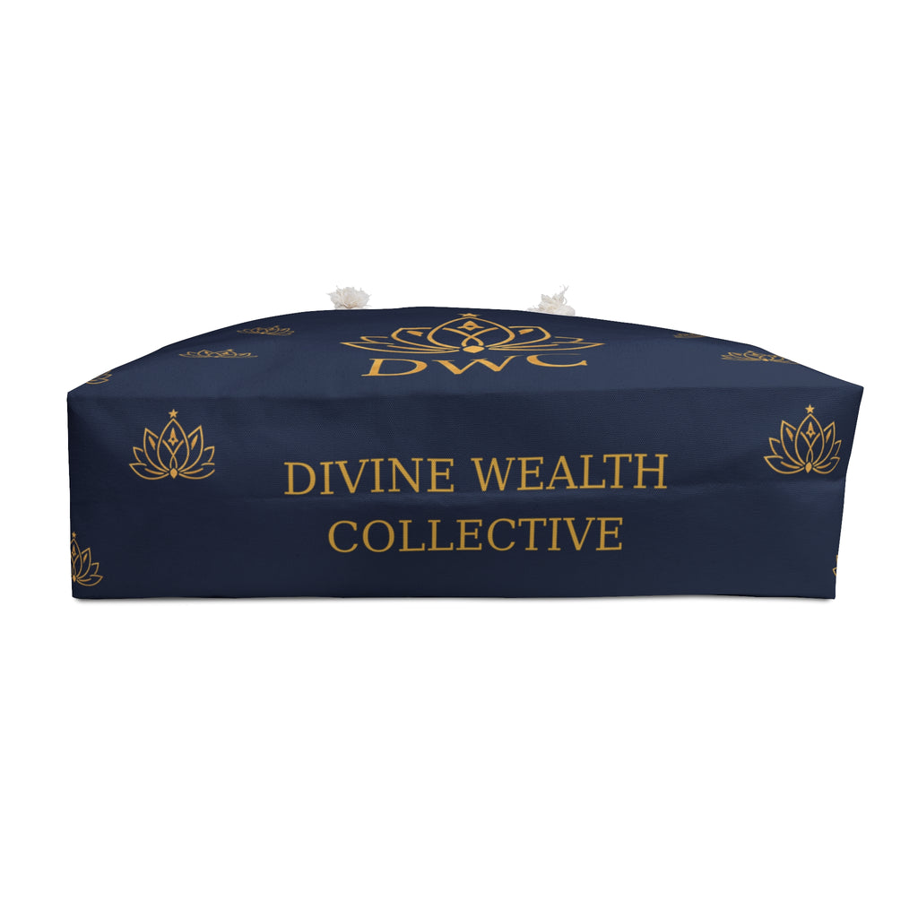 Navy Lotus Weekender Bag — Gold Monogram DWC Travel Tote