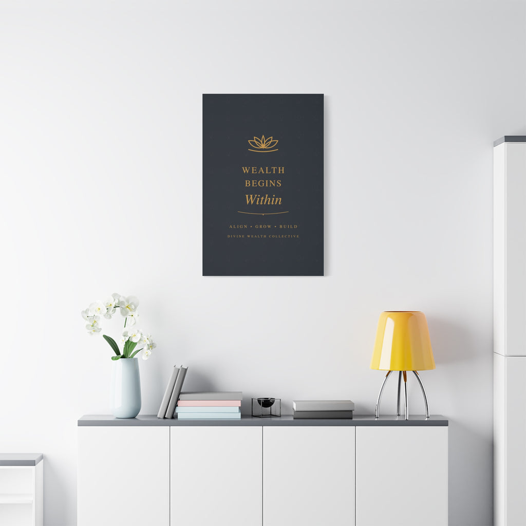 Wealth Begins Within Canvas Wall Art — Navy & Gold