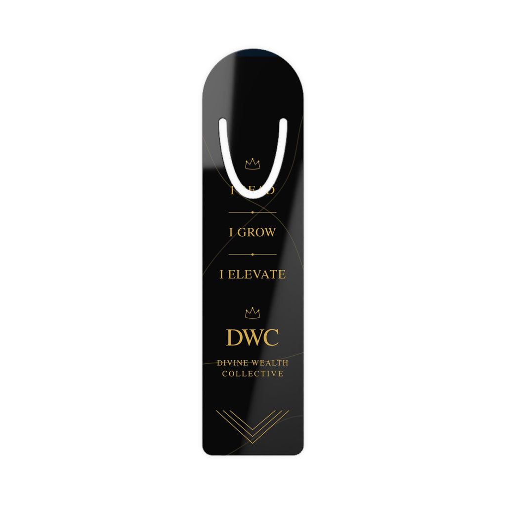 Inspirational Metal Bookmark — "I Grow I Elevate" DWC Gold-on-Black