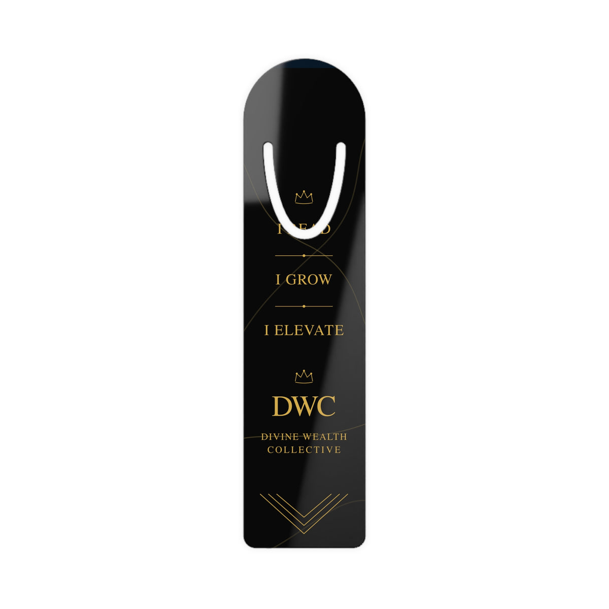 Inspirational Metal Bookmark — "I Grow I Elevate" DWC Gold-on-Black