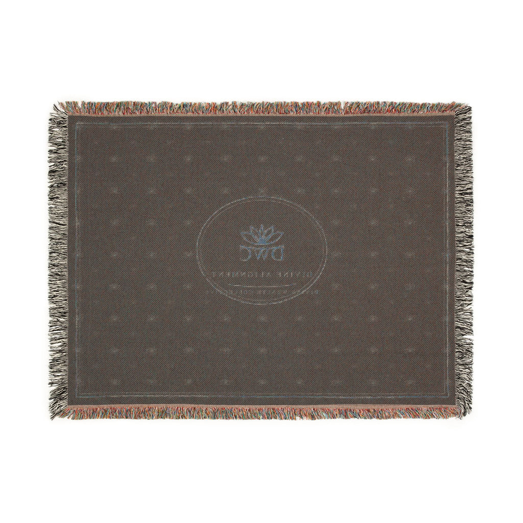 Woven Blanket — Luxe Black Logo Throw Blanket with Gold Botanical Emblem