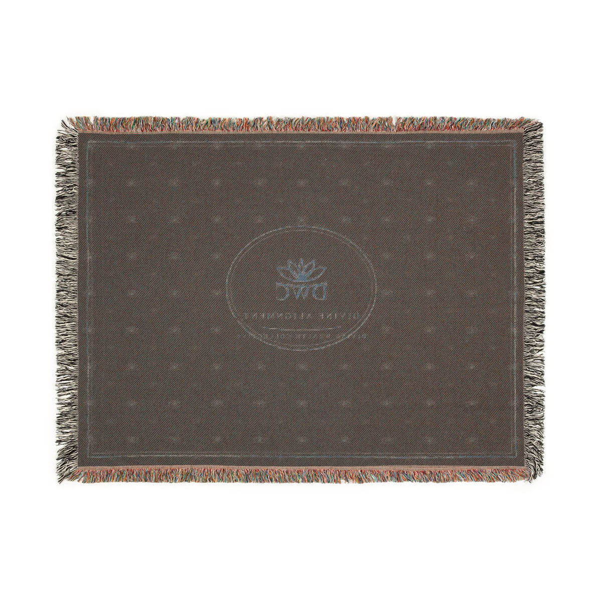 Woven Blanket — Luxe Black Logo Throw Blanket with Gold Botanical Emblem