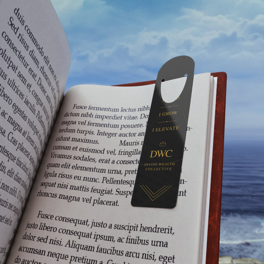 Inspirational Metal Bookmark — "I Grow I Elevate" DWC Gold-on-Black