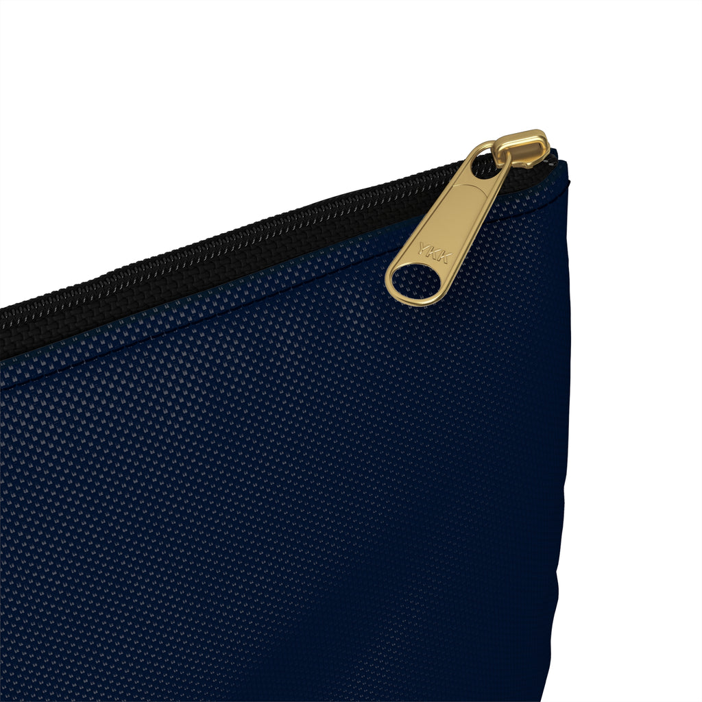 Navy Gold Lotus Accessory Pouch — Monogram DWC Travel Cosmetic Bag