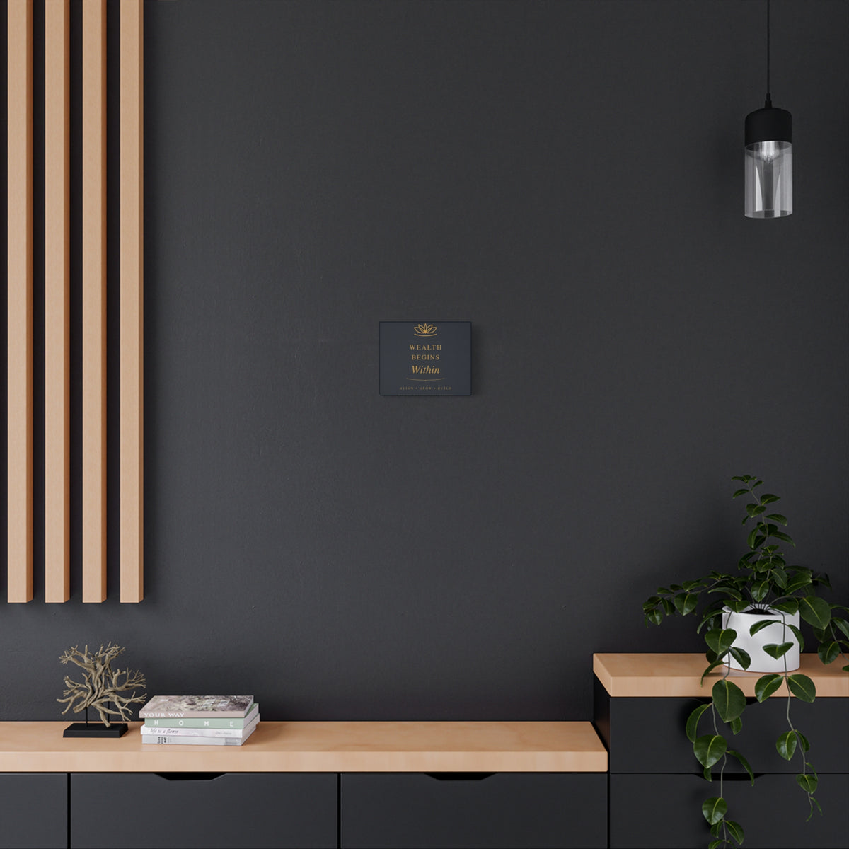 Wealth Begins Within Canvas Wall Art — Charcoal & Gold