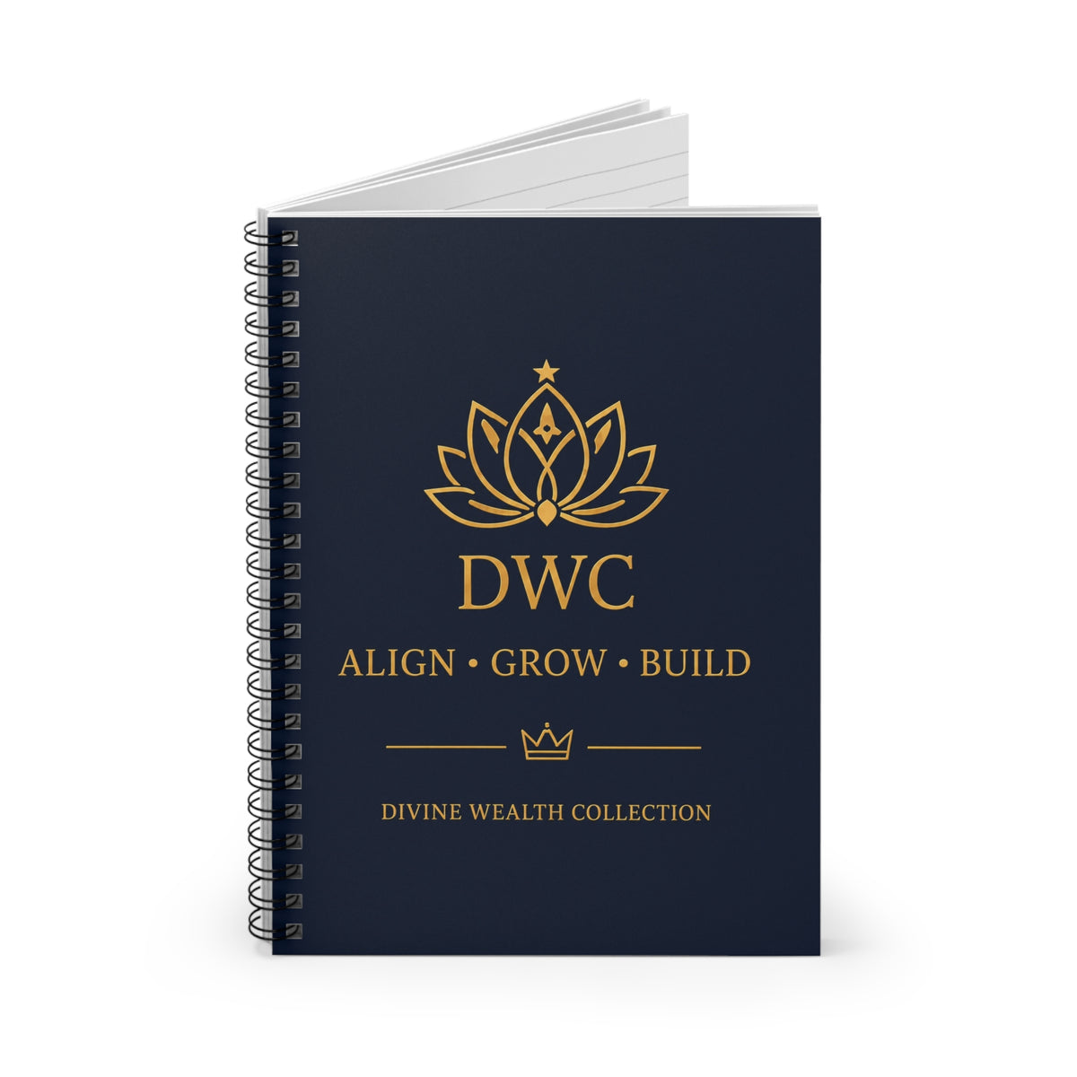 Divine Wealth Collective Spiral Notebook — DWC Align • Grow • Build Ruled Journal