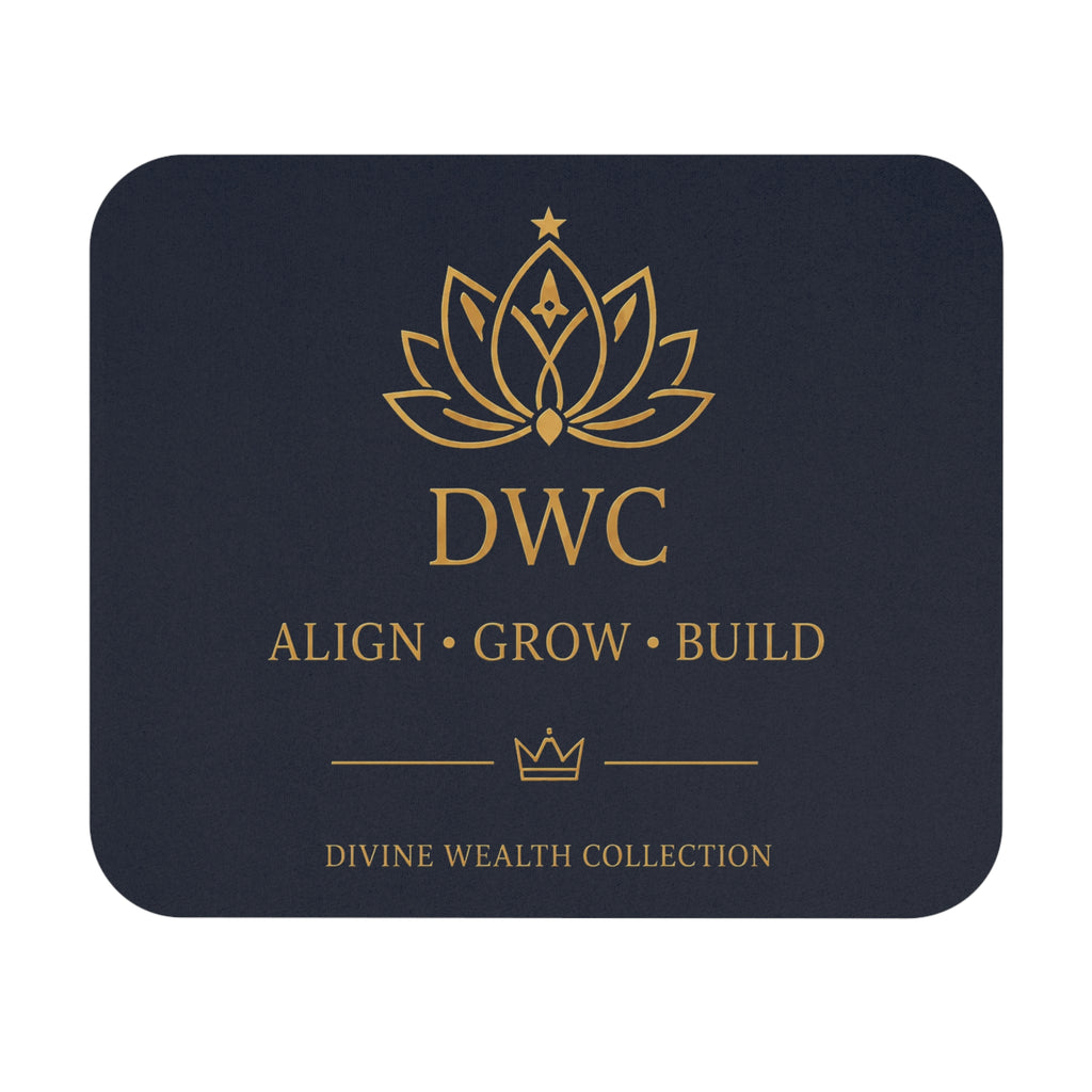 DWC 'Align • Grow • Build' Luxe Mouse Pad — Navy & Gold Desk Mousepad
