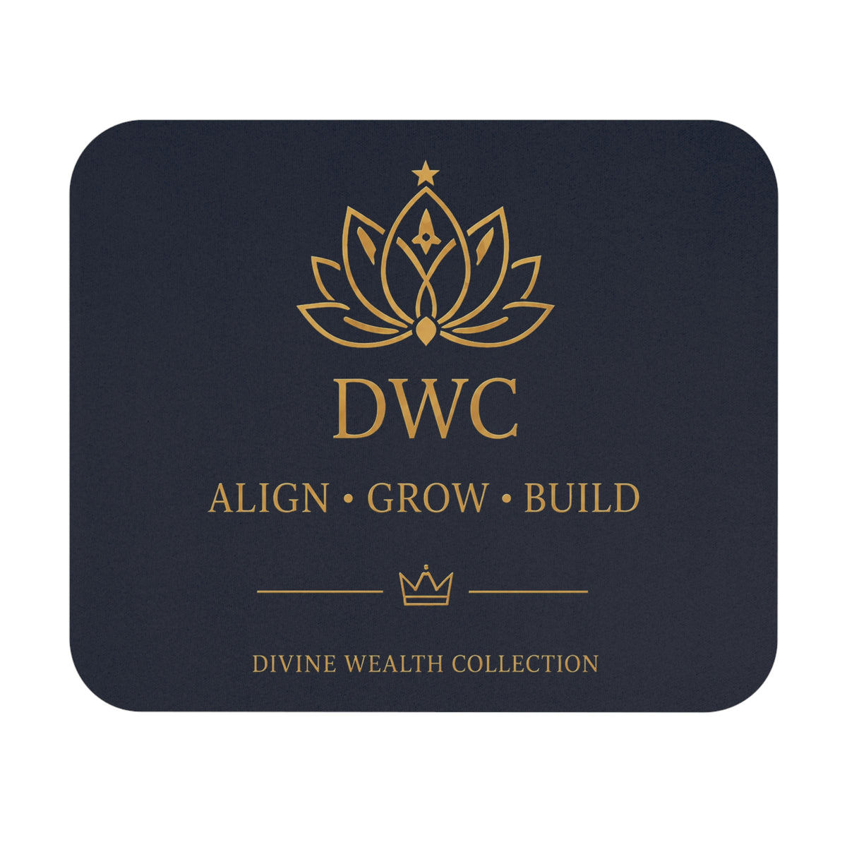 DWC 'Align • Grow • Build' Luxe Mouse Pad — Navy & Gold Desk Mousepad