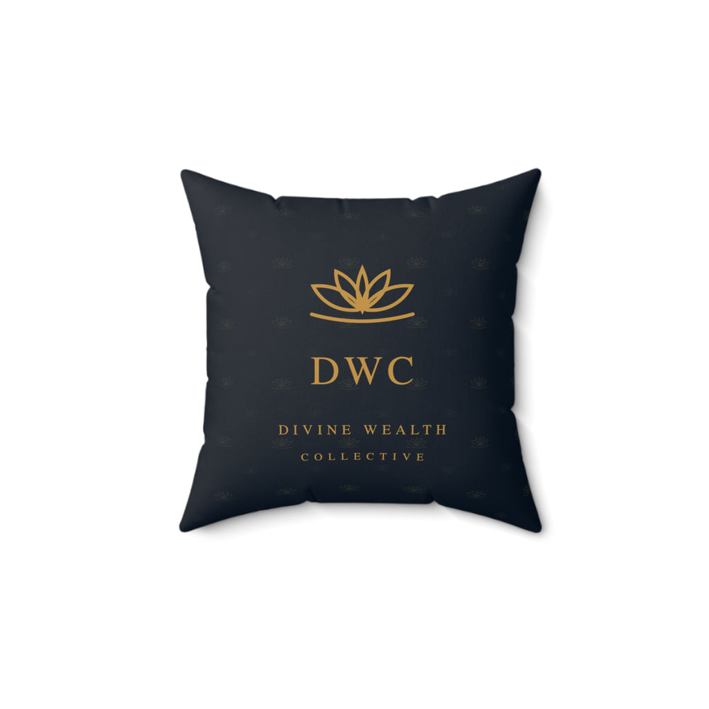 Divine Wealth Collective 'Aligned Life' Decorative Pillow — Luxury Black & Gold Accent Cushion