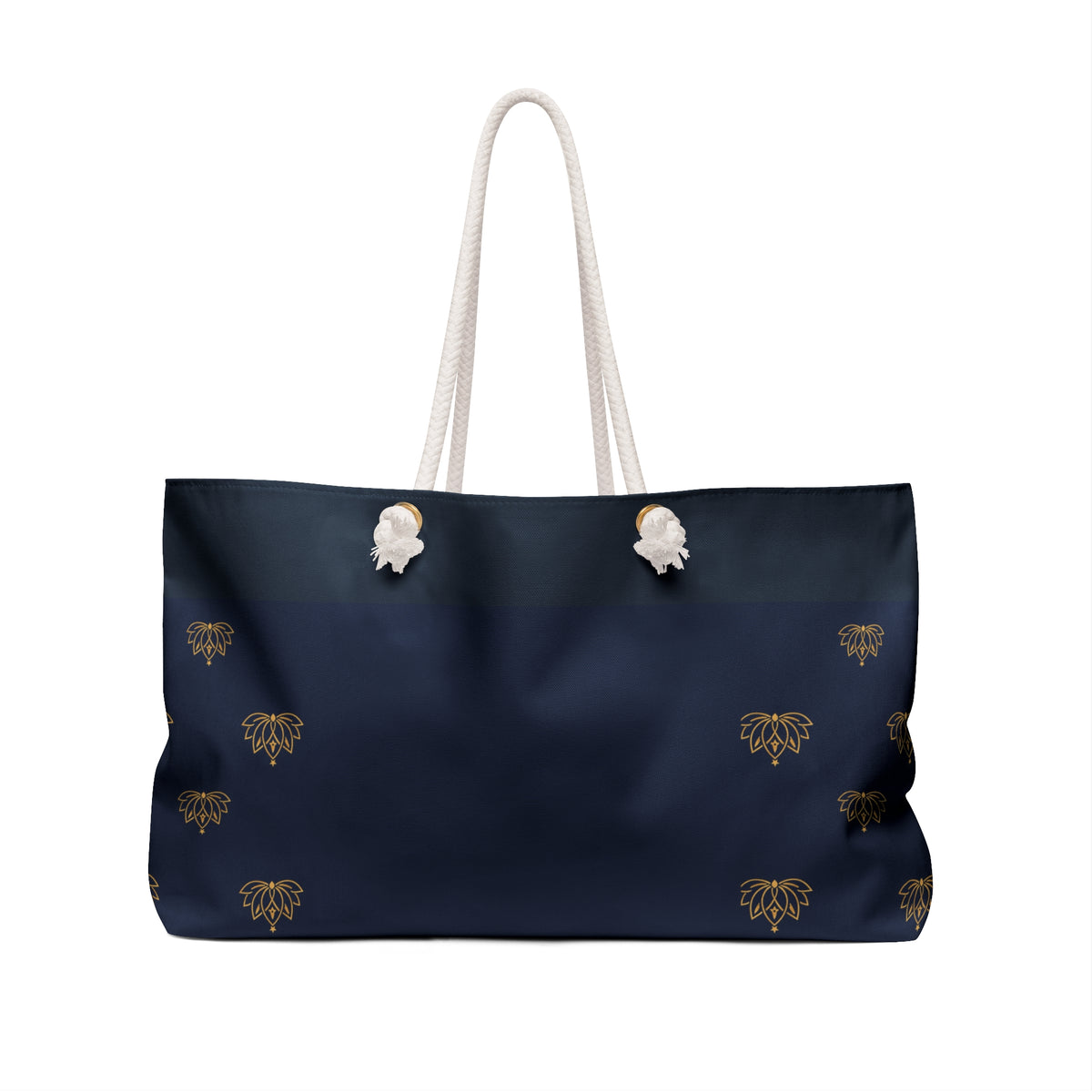 Navy Lotus Weekender Bag — Gold Monogram DWC Travel Tote