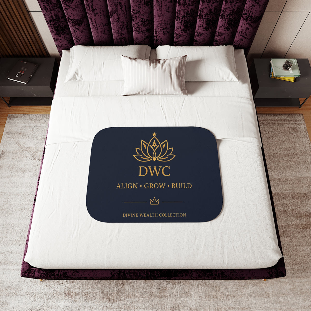 Divine Wealth Collective Sherpa Blanket — DWC Align • Grow • Build Luxury Throw