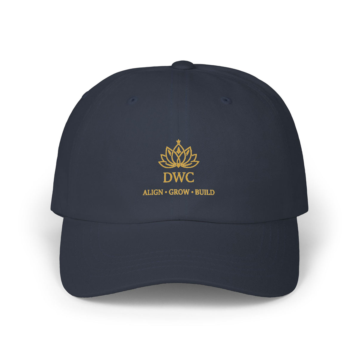 DWC Classic Dad Cap — Embroidered Gold Lotus