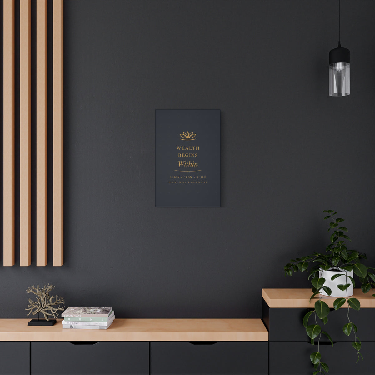 Wealth Begins Within Canvas Wall Art — Black & Gold
