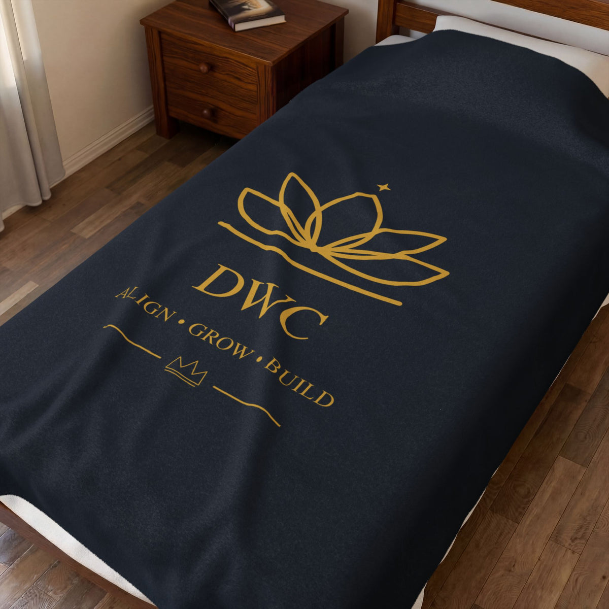 Velveteen Plush Blanket — DWC Lotus Logo Luxury Throw (Align • Grow • Build)