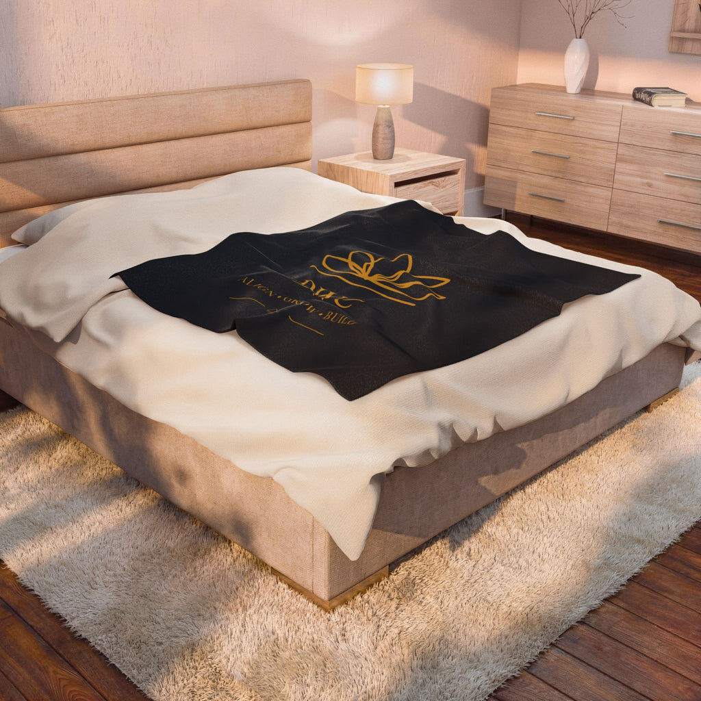 Velveteen Blanket — DWC Lotus Logo "ALIGN • GROW • BUILD" Plush Throw