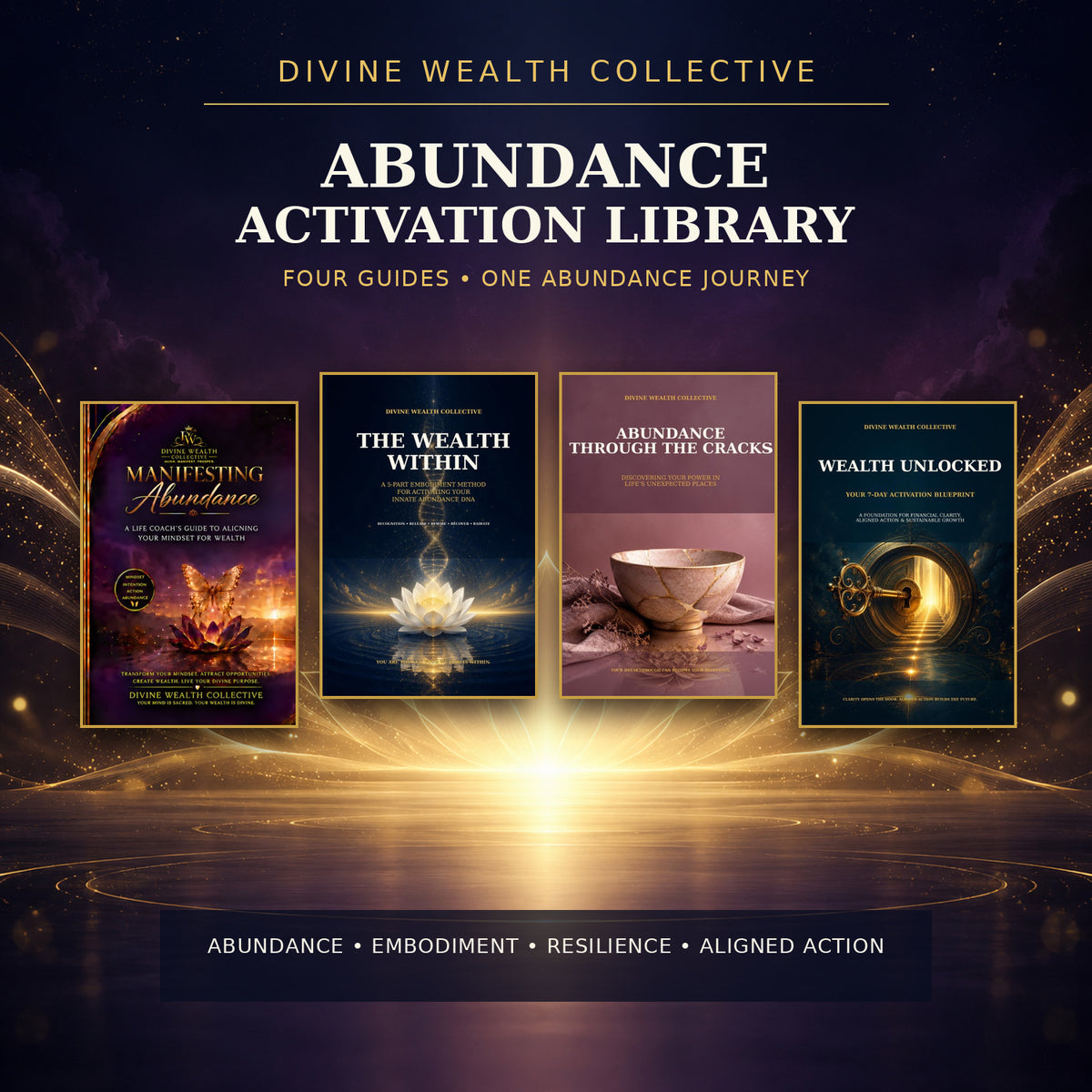 Abundance Activation Library four-book collection by Divine Wealth Collective